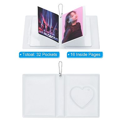 3 Inch Mini Photocard Binder Album with 32 Pockets Small Love Heart Picture Holder Book 1 Pack