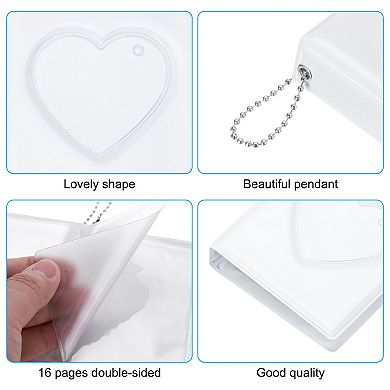 3 Inch Mini Photocard Binder Album with 32 Pockets Small Love Heart Picture Holder Book 1 Pack