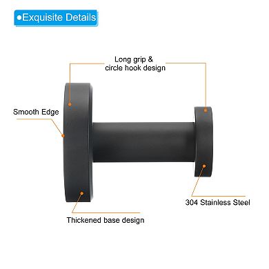 Towel Hooks for Hanging, 2Pcs 304 Stainless Steel Round Mounted Hanger