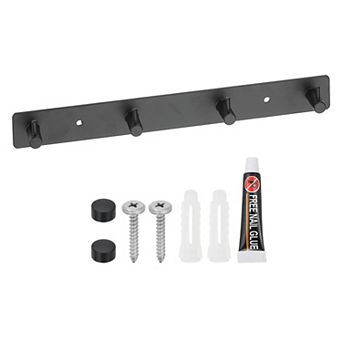 Coat Rack Wall Mount, 10" Metal Chamfer Wall Hooks Rail with 4 Hooks, Black