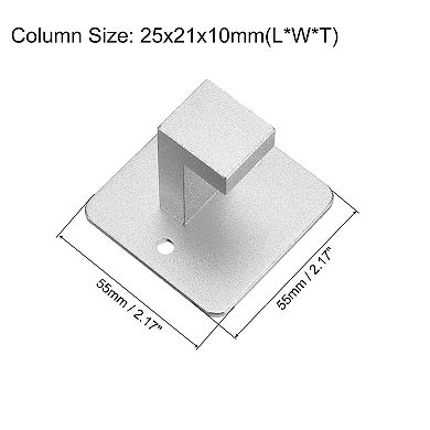 5Pcs Stainless Steel Square Towel Hooks Punch/Self Adhesive 55x55mm