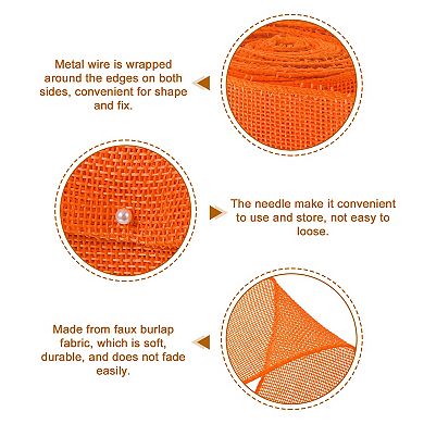 Burlap Wired Ribbon, 2-1/2 Inch x 10 Yards Fabric Ribbon Roll