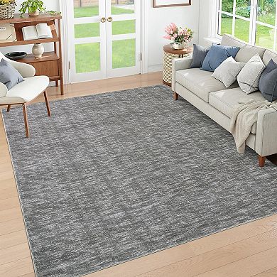 Garvee Modern Solid ColorMachine Washable Area Rug Non Slip Stain Resistant Carpet for Living Room
