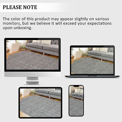 Garvee Modern Solid ColorMachine Washable Area Rug Non Slip Stain Resistant Carpet for Living Room