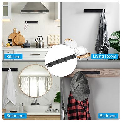 Coat Rack Wall Mount, 2 Pcs 11" Metal Round Wall Hooks Rail with 4 Hooks