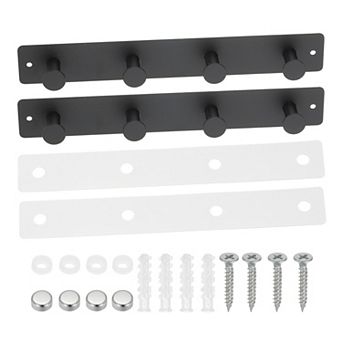 Coat Rack Wall Mount, 2 pc 11" Metal Round Wall Hooks Rail with 4 Hooks