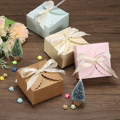 Gift Boxes, 10 Pcs Wedding Gift Boxes Paper Box with Ribbon 3.5 x 3.5 x 2 Inch for Gift Wrap Parties