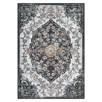 Garvee Machine Washable Boho Vintage Floral Area Rug Non Slip Throw Carpet for Home