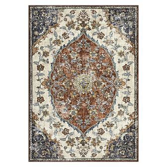 Garvee Machine Washable Boho Vintage Floral Area Rug Non Slip Throw Carpet for Home