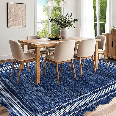 Garvee Solid Color Flounce Machine Washable Non Slip Area Rug for Home Decor