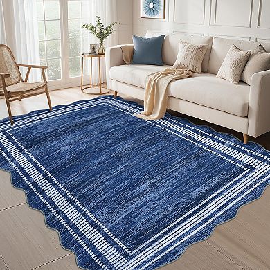 Garvee Solid Color Flounce Machine Washable Non Slip Area Rug for Home Decor
