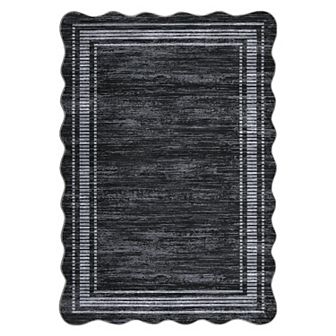 Garvee Solid Color Flounce Machine Washable Non Slip Area Rug for Home Decor