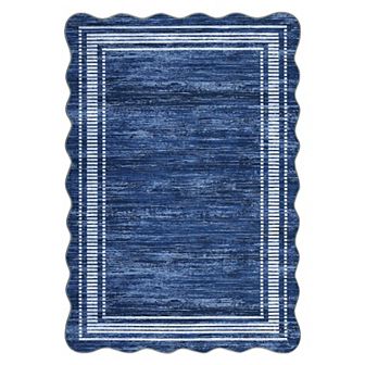 Garvee Solid Color Flounce Machine Washable Non Slip Area Rug for Home Decor