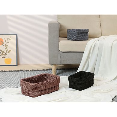3 Packs Woven Storage Basket, Shelf Closet Storage Bin for Key Tray Bowl for Home Decor