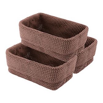 3 Packs Woven Storage Basket, Shelf Closet Storage Bin for Key Tray Bowl for Home Decor