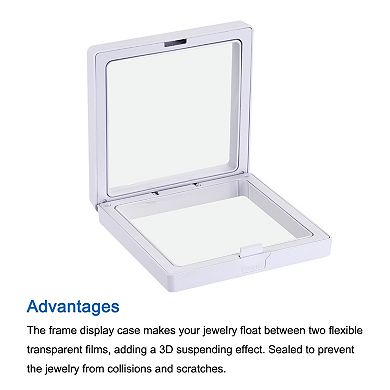Floating Thin Film Display Box, ABS Frame Case 9cm x 9cm x 2cm Pack of 20