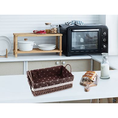 2Pcs Wicker Basket, Basket for Organizing, Storage Basket with Handles 10.2*7.1*3.5in/11.8*8.3*3.7in