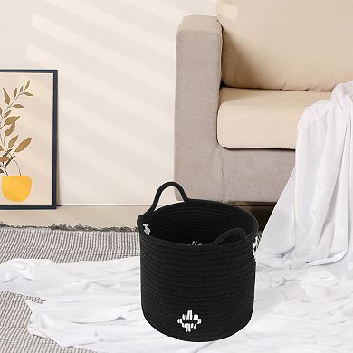 2Pcs Woven Storage Basket, Shelf Closet Storage Bin with Handles 7.5*7.1*7.9in/9.8*8.3*10.6in