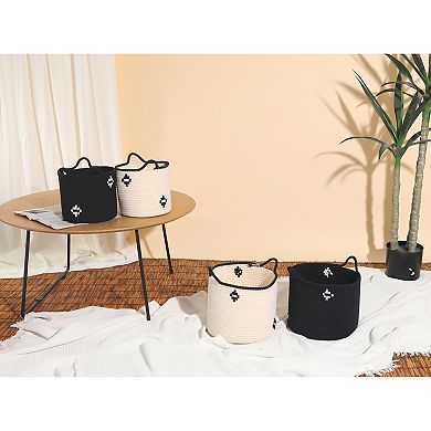 2Pcs Woven Storage Basket, Shelf Closet Storage Bin with Handles 7.5*7.1*7.9in/9.8*8.3*10.6in