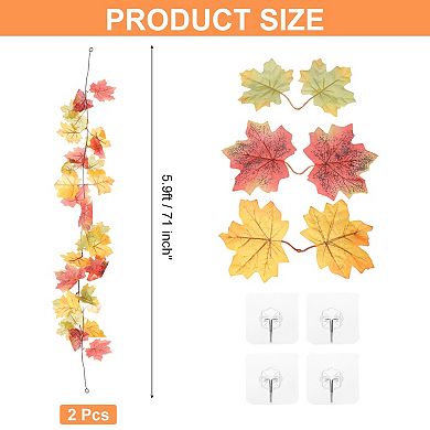2Pcs Fall Maple Leaf Garland,5.9Ft Garland Decor