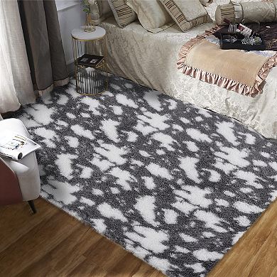 Garvee Faux Silk Wool Cloud Pattern Area Rug Washable Non Slip Stain Resistant for Home Decor
