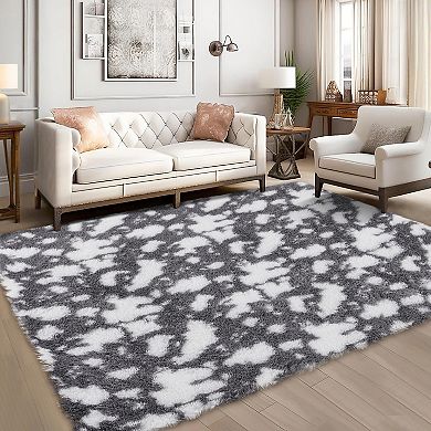 Garvee Faux Silk Wool Cloud Pattern Area Rug Washable Non Slip Stain Resistant for Home Decor