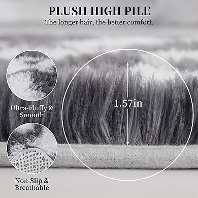 Garvee Faux Silk Wool Cloud Pattern Area Rug Washable Non Slip Stain Resistant for Home Decor
