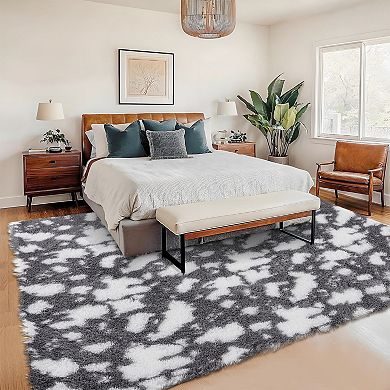 Garvee Faux Silk Wool Cloud Pattern Area Rug Washable Non Slip Stain Resistant for Home Decor