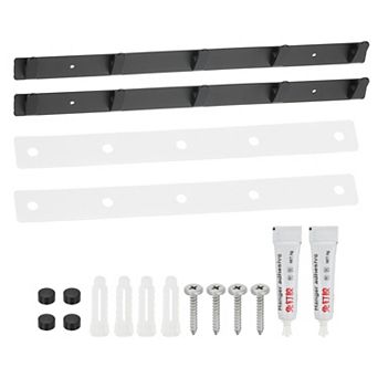 Coat Rack Wall Mount, 17" Metal Chamfer Wall Hooks Rail with 5 Hooks, Black