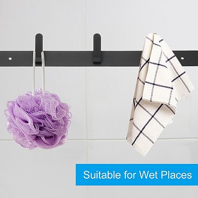 Coat Rack Wall Mount, 17" Metal Chamfer Wall Hooks Rail with 5 Hooks, Black