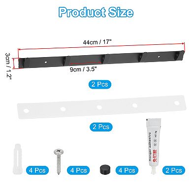 Coat Rack Wall Mount, 17" Metal Chamfer Wall Hooks Rail with 5 Hooks, Black