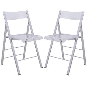 LeisureMod Menno Modern Acrylic Folding Chair, Set of 4