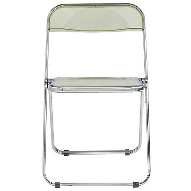 LeisureMod Lawrence Acrylic Folding Chair With Metal Frame, Set of 4