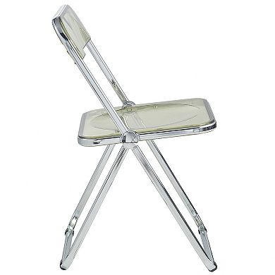 LeisureMod Lawrence Acrylic Folding Chair With Metal Frame, Set of 4
