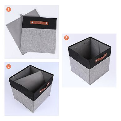 Storage Cube, Fabric Storage Bin with Handles for Shelves Closet, 3 Pack Collapsible Storage Basket