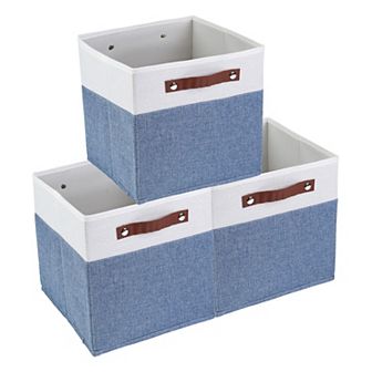 Storage Cube, Fabric Storage Bin with Handles for Shelves Closet, 3 Pack Collapsible Storage Basket