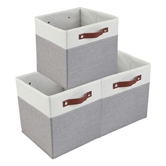 Storage Cube, Fabric Storage Bin with Handles for Shelves Closet, 3 Pack Collapsible Storage Basket