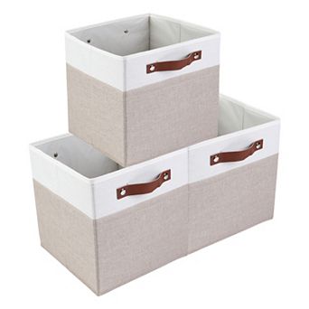 Storage Cube, Fabric Storage Bin with Handles for Shelves Closet, 3 Pack Collapsible Storage Basket