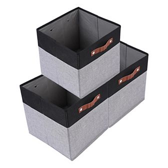 Storage Cube, Fabric Storage Bin with Handles for Shelves Closet, 3 Pack Collapsible Storage Basket