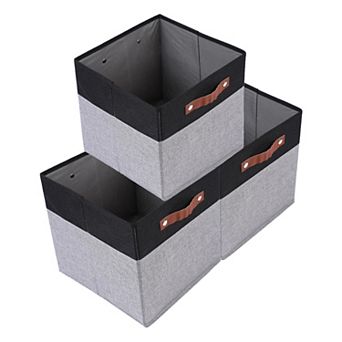 Storage Cube, Fabric Storage Bin with Handles for Shelves Closet, 3 Pack Collapsible Storage Basket