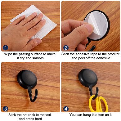 Adhesive Hooks, 6 Pcs Stick on Wall Adhesive Hangers Square Towel Hooks