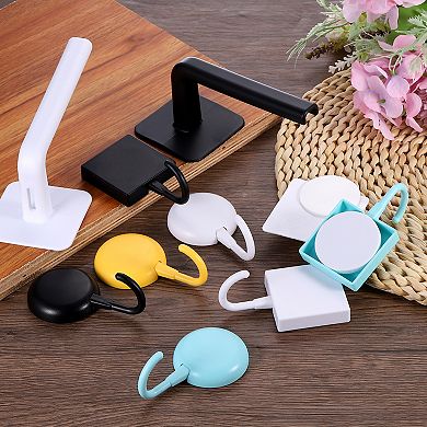 Adhesive Hooks, 6 Pcs Stick on Wall Adhesive Hangers Square Towel Hooks