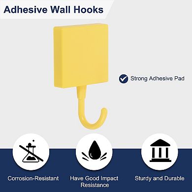 Adhesive Hooks, 6 Pcs Stick on Wall Adhesive Hangers Square Towel Hooks