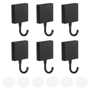 Adhesive Hooks, 6 pc Stick on Wall Adhesive Hangers Square Towel Hooks