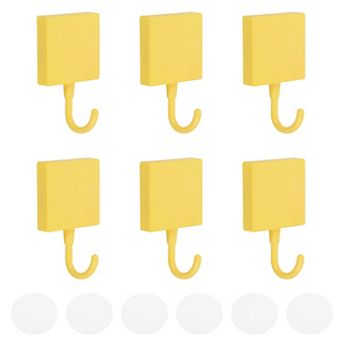 Adhesive Hooks, 6 pc Stick on Wall Adhesive Hangers Square Towel Hooks