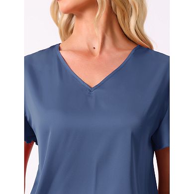 Women's Silky Satin 2Pcs Pjs Ruffle Short Sleeve Top and Long Pants Sleepwear Loungewear Pajamas Set