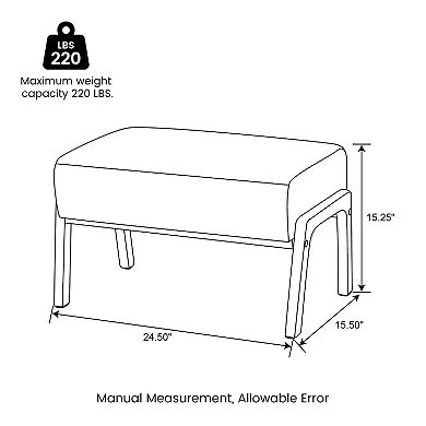 Glitzhome Modern Hunter Leatherette Accent Stool with Walnut Rubberwood Legs