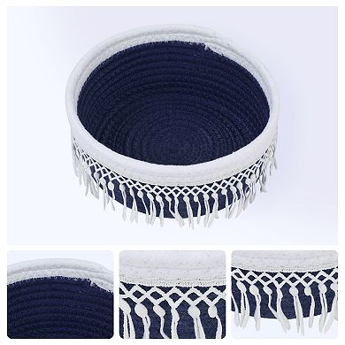 1 Pack Woven Storage Basket, Shelf Closet Storage Bin with Tassel for Home Decor 8.1*3.7in