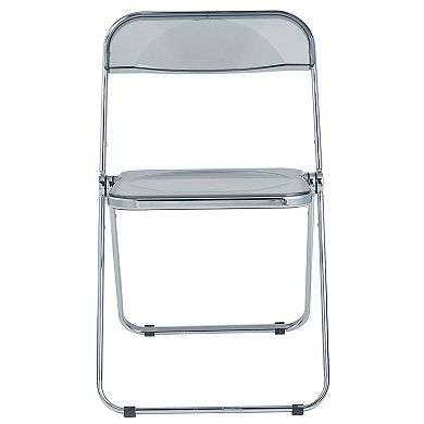 LeisureMod Lawrence Acrylic Folding Chair With Metal Frame, Set of 2