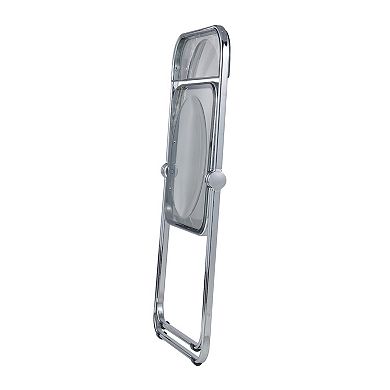 LeisureMod Lawrence Acrylic Folding Chair With Metal Frame, Set of 2